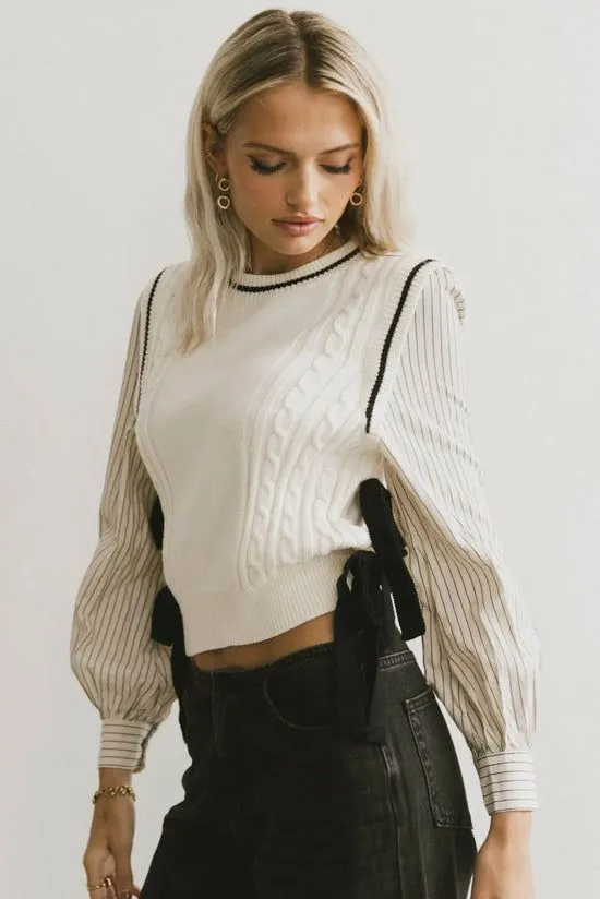 Bohme Montie Striped Sweater Top In Cream Cream Women Blouses