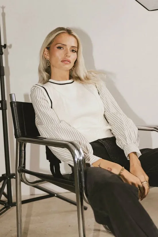 Bohme Montie Striped Sweater Top In Cream Cream Women Blouses