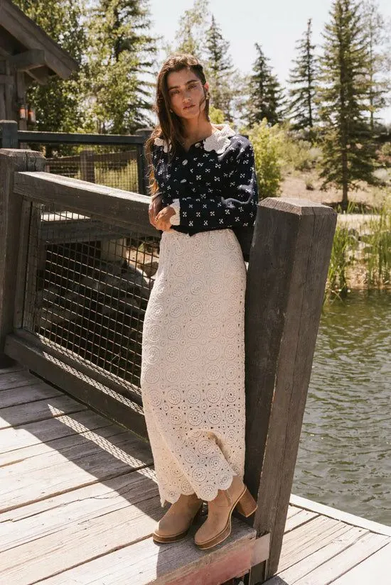 Bohme Nanet Crocheted Maxi Skirt In Natural Natural Women Skirts