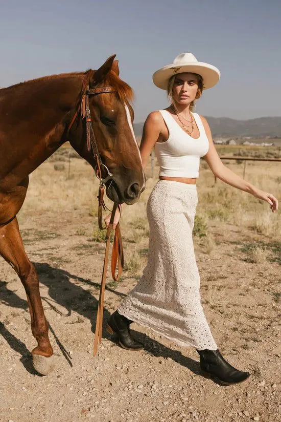 Bohme Nanet Crocheted Maxi Skirt In Natural Natural Women Skirts