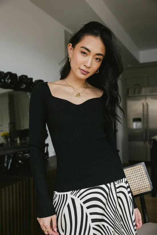 Bohme Nyla Ribbed Sweater In Black Black Women Tees and Tanks