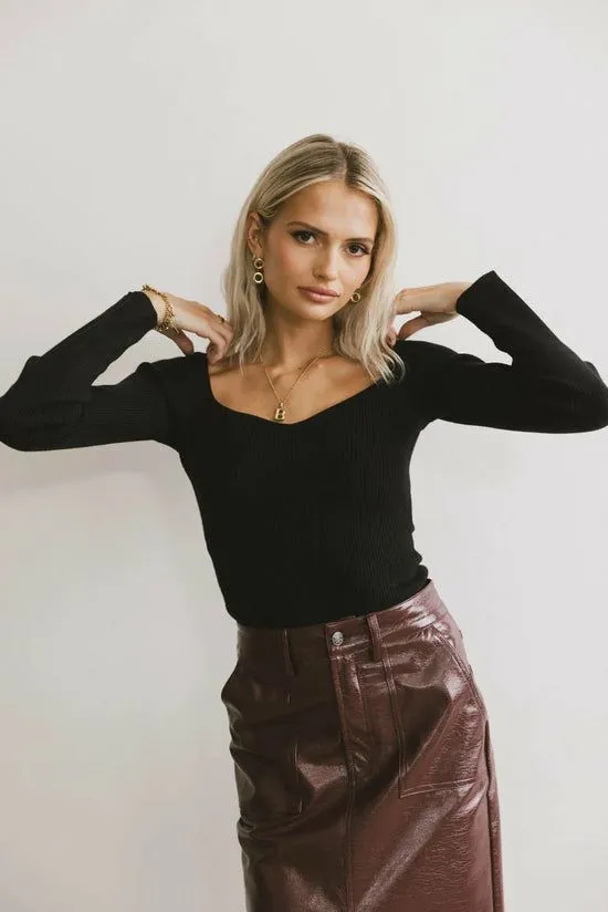 Bohme Nyla Ribbed Sweater In Black Black Women Tees and Tanks