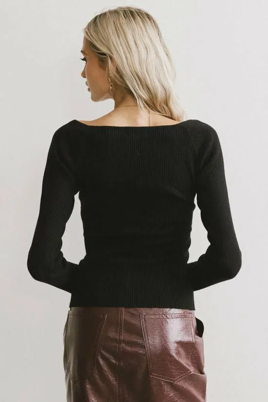 Bohme Nyla Ribbed Sweater In Black Black Women Tees and Tanks