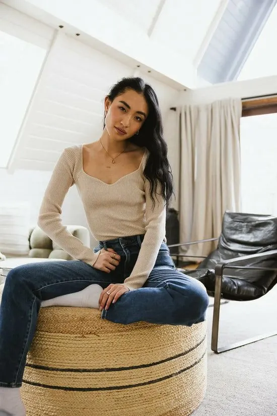 Bohme Nyla Ribbed Sweater In Oatmeal Oatmeal Women Tees and Tanks