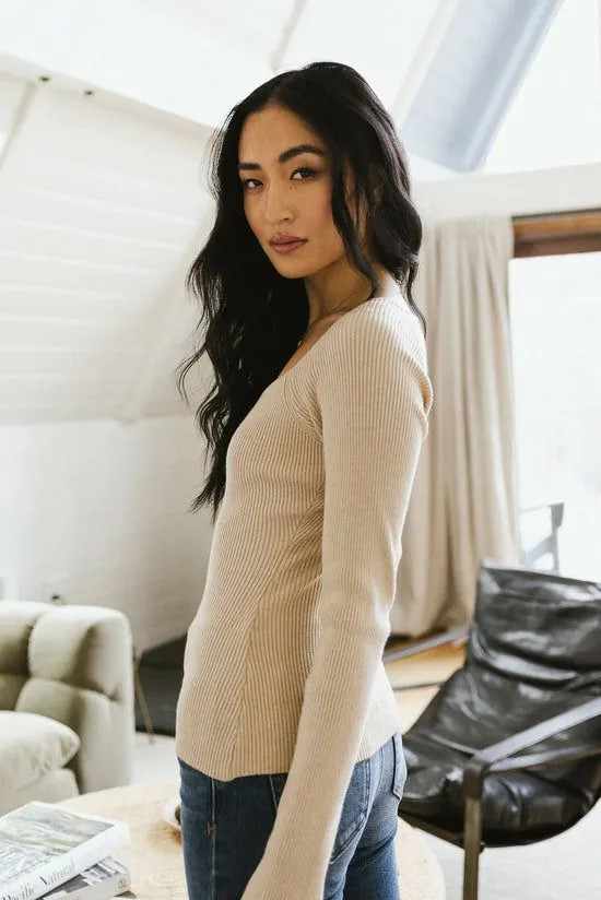 Bohme Nyla Ribbed Sweater In Oatmeal Oatmeal Women Tees and Tanks