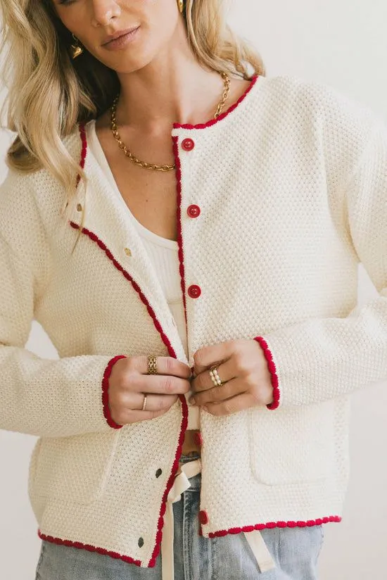 Bohme Paloma Knit Cardigan Creamred Women Jackets