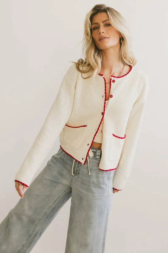 Bohme Paloma Knit Cardigan Creamred Women Jackets