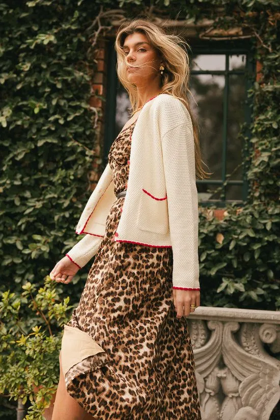 Bohme Paloma Knit Cardigan Creamred Women Jackets
