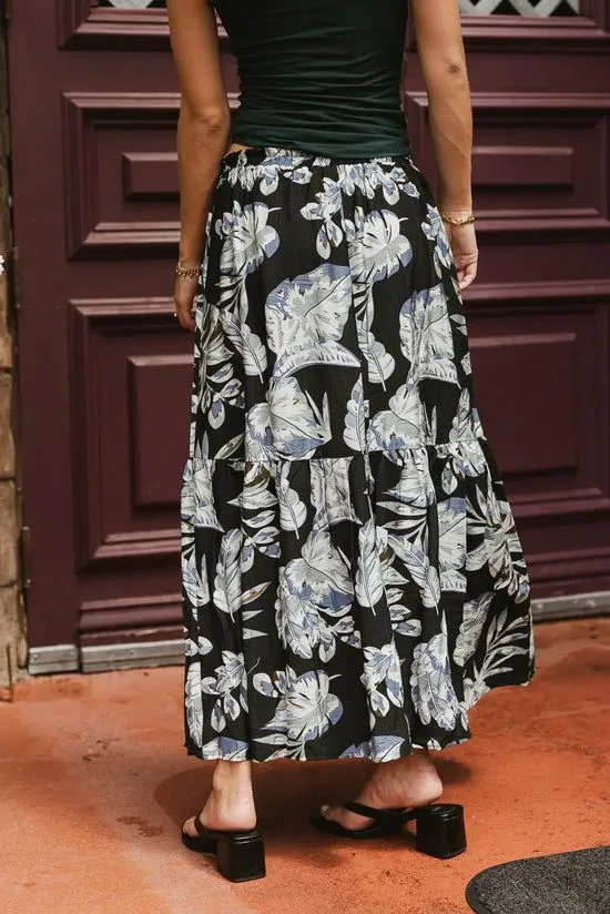 Bohme Paloma Tropical Maxi Skirt Black Women Skirts