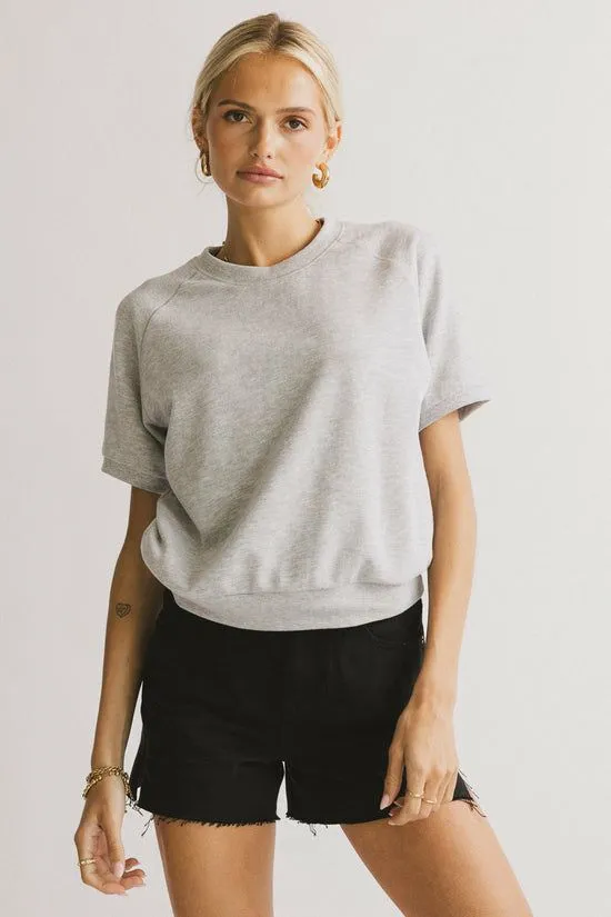 Bohme Pauly Short Sleeve Top In Heather Grey Heather Grey Women Tees and Tanks