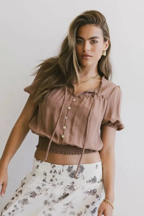 Bohme Pax Smocked Blouse In Rust Rust Women Blouses