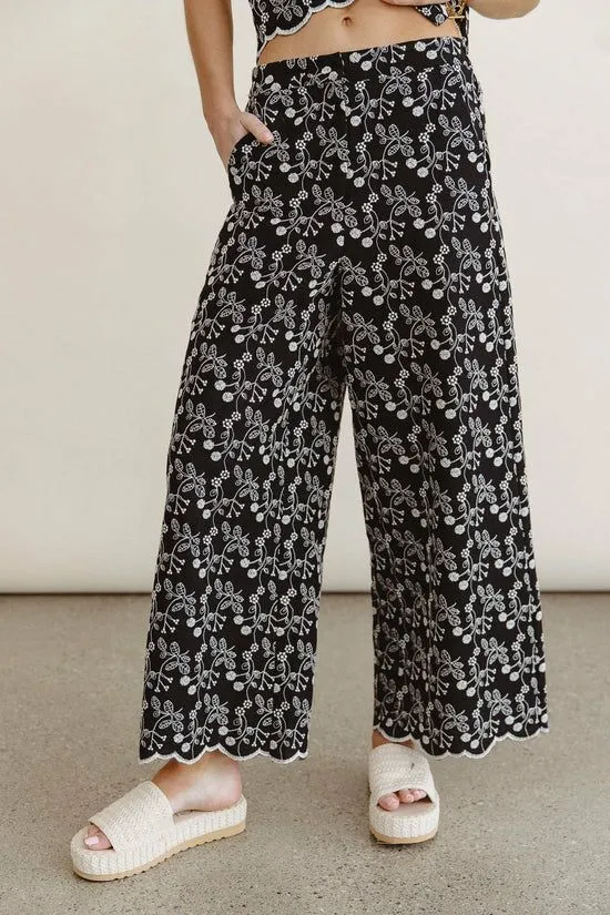 Bohme Perrie Floral Wide Leg Pants In Black Black Women All Bottoms