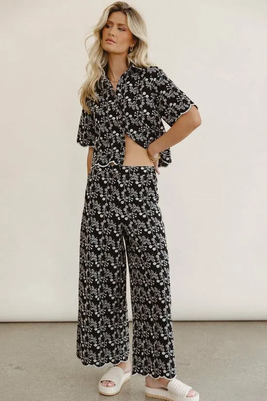Bohme Perrie Floral Wide Leg Pants In Black Black Women All Bottoms