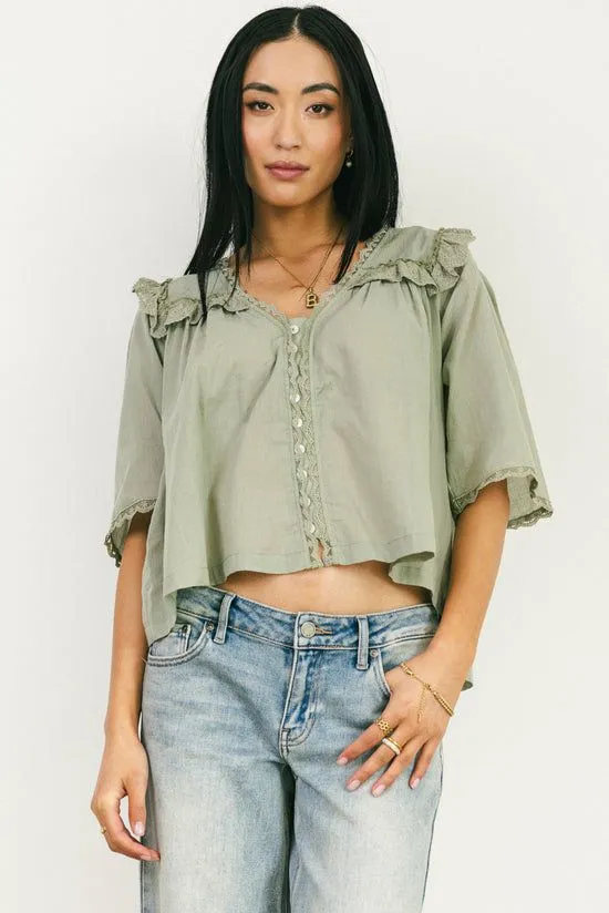 Bohme Potter Lace Blouse In Sage Sage Women Blouses