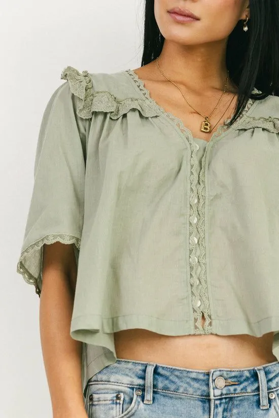 Bohme Potter Lace Blouse In Sage Sage Women Blouses
