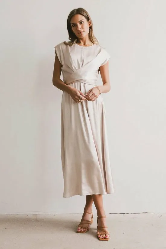 Bohme PREORDER Rosalind Midi Dress In Champagne Champagne Women Dresses