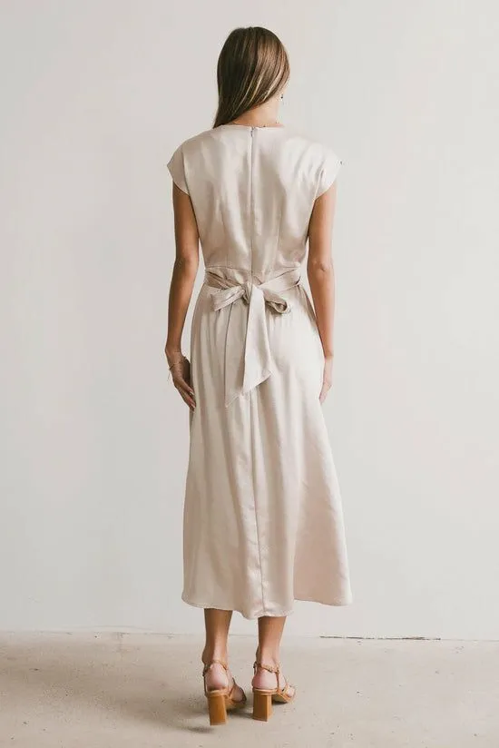 Bohme PREORDER Rosalind Midi Dress In Champagne Champagne Women Dresses