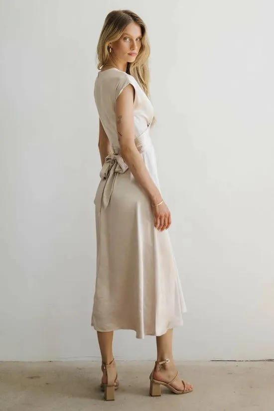 Bohme PREORDER Rosalind Midi Dress In Champagne Champagne Women Dresses