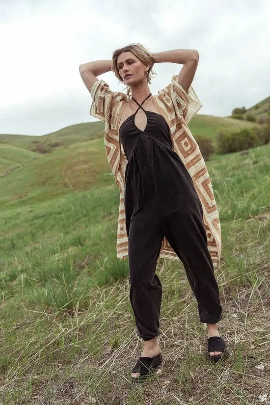 Bohme Regio Geometric Kimono In Beige Beige Women Cardigans