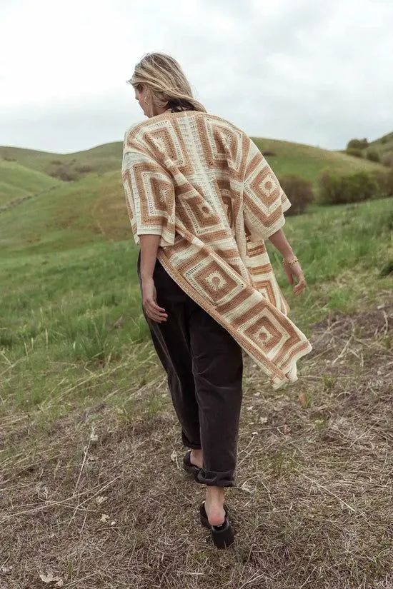Bohme Regio Geometric Kimono In Beige Beige Women Cardigans