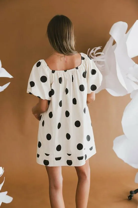 Bohme Rhett Polka Dot Baby Doll Dress Cream Women Dresses