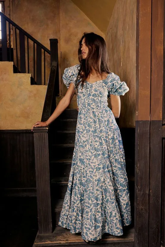 Bohme Robbie Floral Midi Dress In Blue Blue Women Dresses