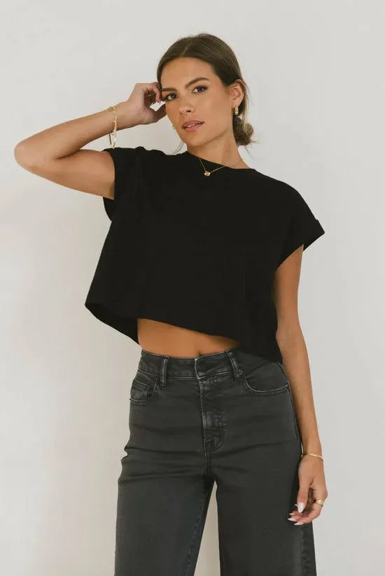 Bohme Rowena Boxy Top In Black Black Women Tees and Tanks