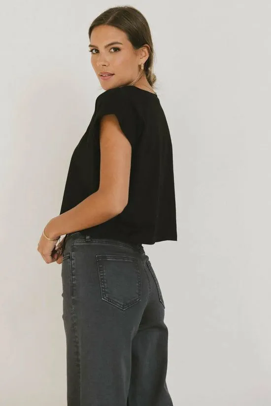 Bohme Rowena Boxy Top In Black Black Women Tees and Tanks