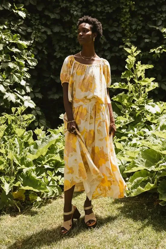Bohme Saffron Floral Midi Skirt Natural Women Skirts