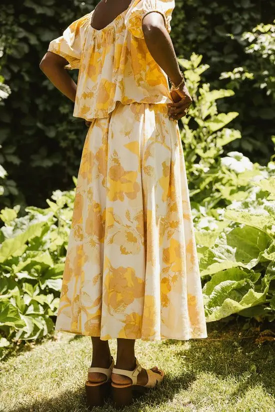 Bohme Saffron Floral Midi Skirt Natural Women Skirts