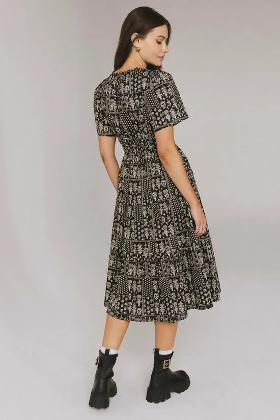 Bohme Sandra Smocked Waist Midi Dress Black Women Dresses