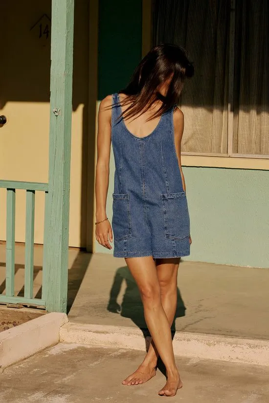 Bohme Scottie Denim Overalls In Medium Wash Medium Wash Women Jumpsuits and Overalls