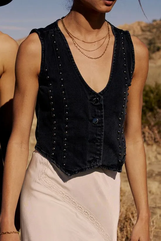 Bohme Shiloh Studded Vest Black Women Vests