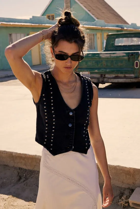 Bohme Shiloh Studded Vest Black Women Vests