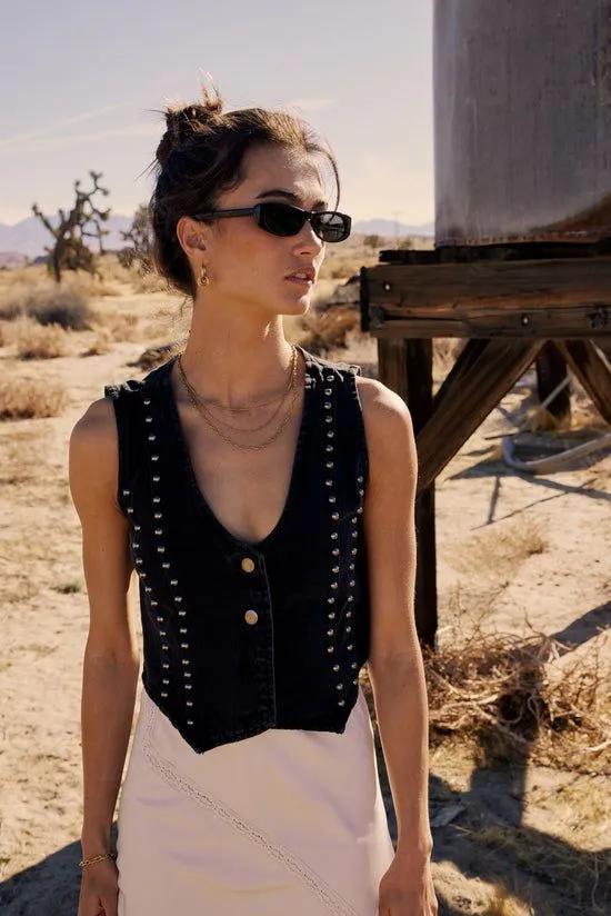 Bohme Shiloh Studded Vest Black Women Vests
