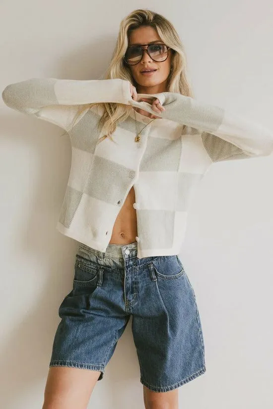 Bohme Sia Checkered Cardigan In Sage Sage Women Cardigans