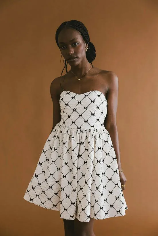 Bohme Sienna Bow Mini Dress Cream Women Dresses