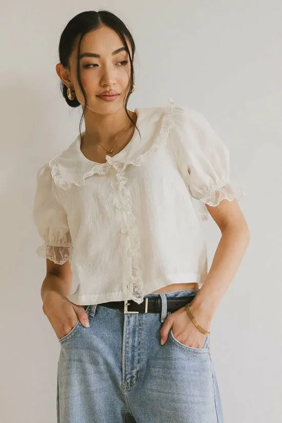 Bohme Sophia Lace Trim Blouse Cream Women Tops