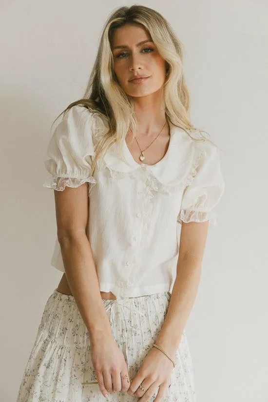 Bohme Sophia Lace Trim Blouse Cream Women Tops