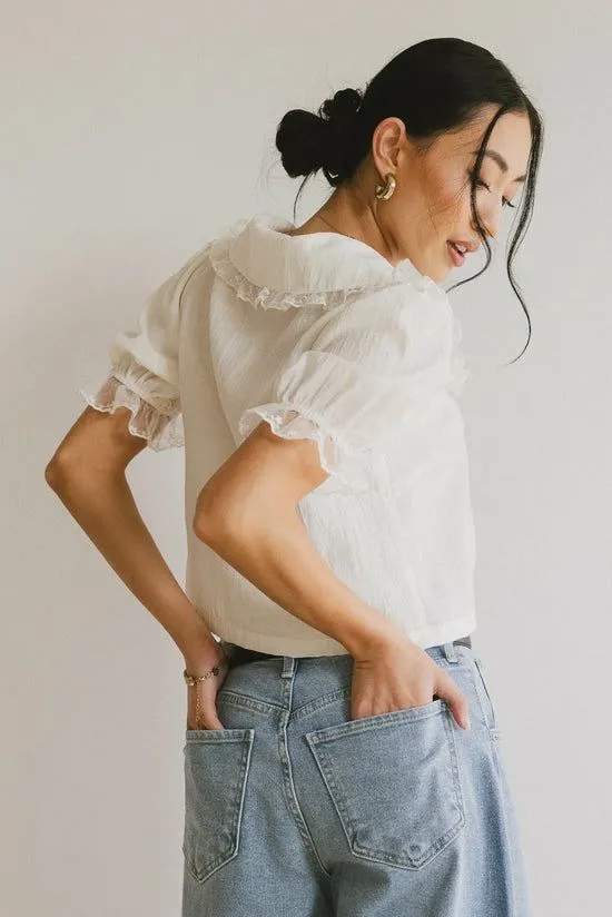 Bohme Sophia Lace Trim Blouse Cream Women Tops