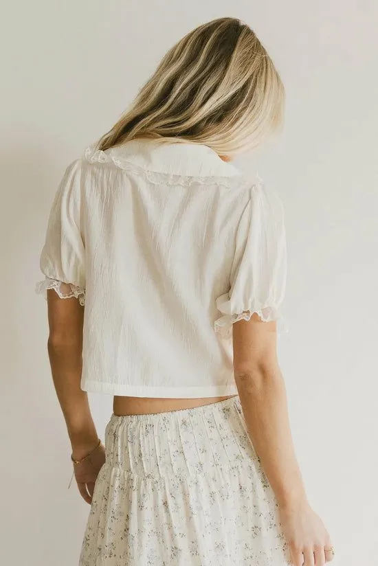 Bohme Sophia Lace Trim Blouse Cream Women Tops