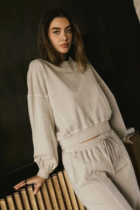 Bohme Sutton Exposed Seam Crewneck In Bone Bone Women Loungewear