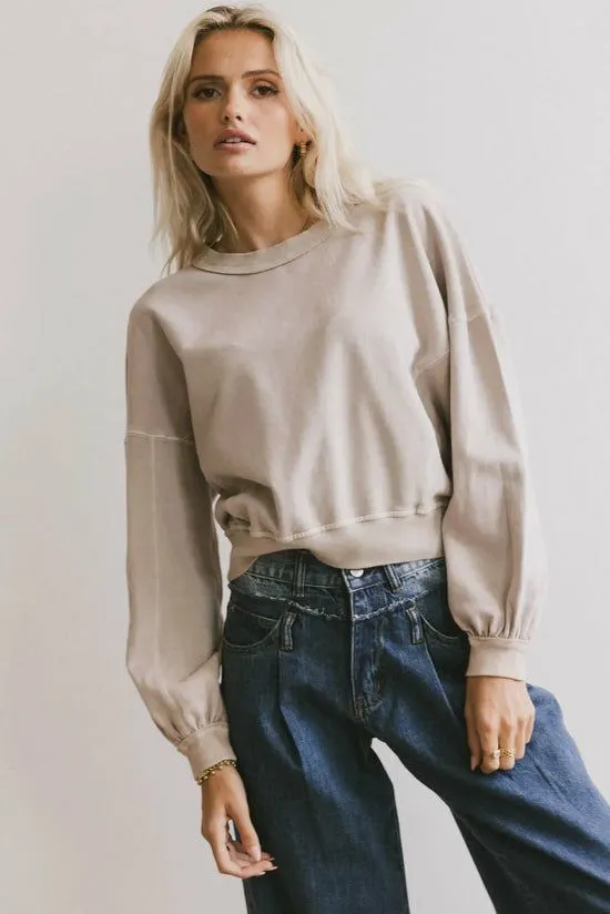 Bohme Sutton Exposed Seam Crewneck In Bone Bone Women Loungewear