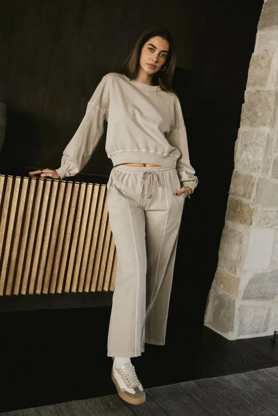 Bohme Sutton Exposed Seam Crewneck In Bone Bone Women Loungewear
