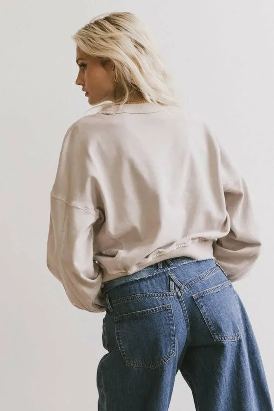 Bohme Sutton Exposed Seam Crewneck In Bone Bone Women Loungewear