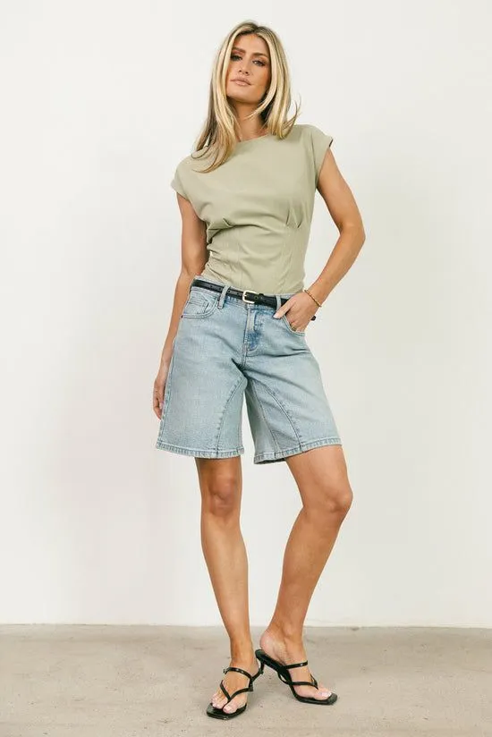 Bohme Tam Pleated Top In Sage Sage Women Tees and Tanks