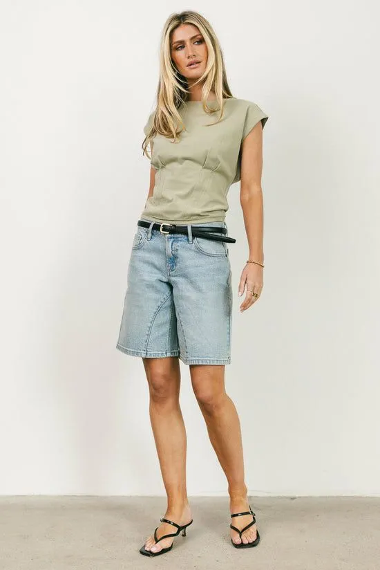 Bohme Tam Pleated Top In Sage Sage Women Tees and Tanks
