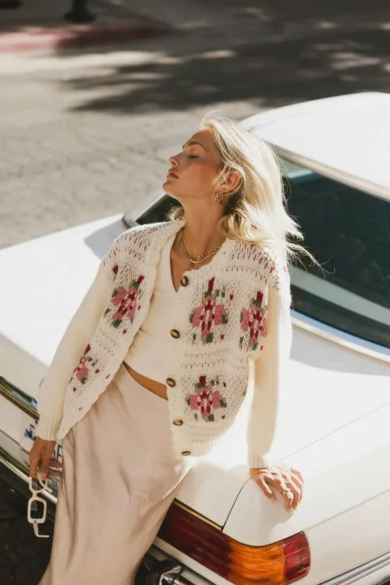 Bohme Tayllali Floral Cardigan Cream Women Cardigans