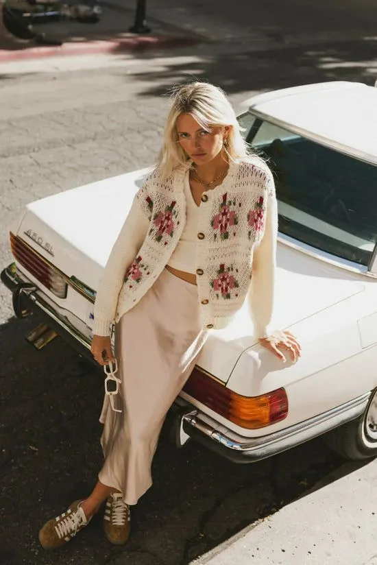 Bohme Tayllali Floral Cardigan Cream Women Cardigans