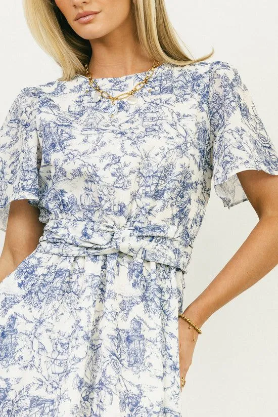 Bohme Theresa Floral Midi Dress Blue Women Dresses
